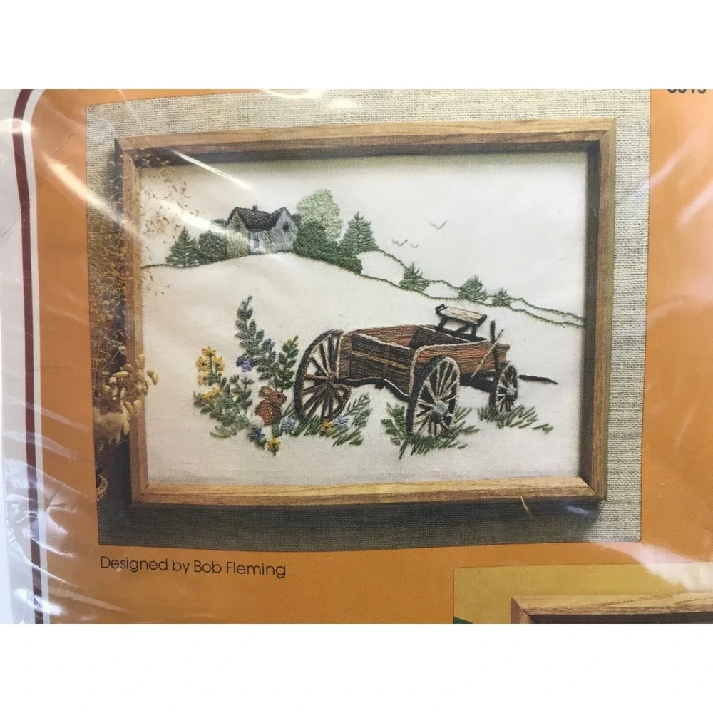 NIP Vintage 1978 The Creative Circle 313 Old Wagon Embroidery‎ Kit
